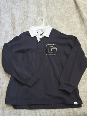 GAP Black Rugby Polo with White Collar New